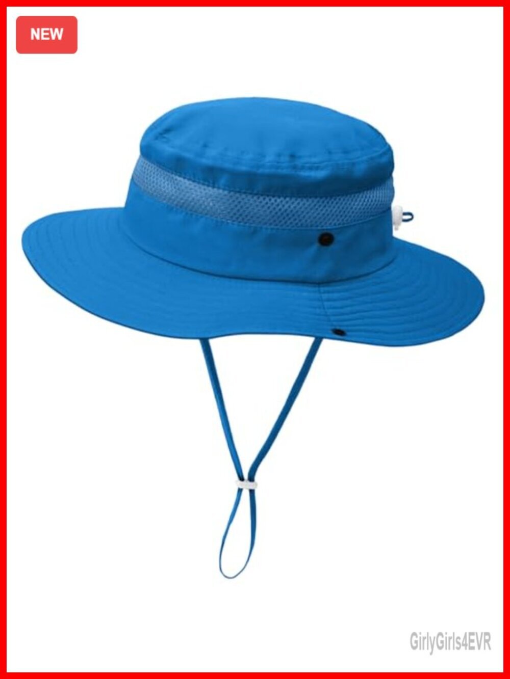 UPF 50+ Wide Brim Mesh Bucket Sun Hat with Chin Strap for Kids